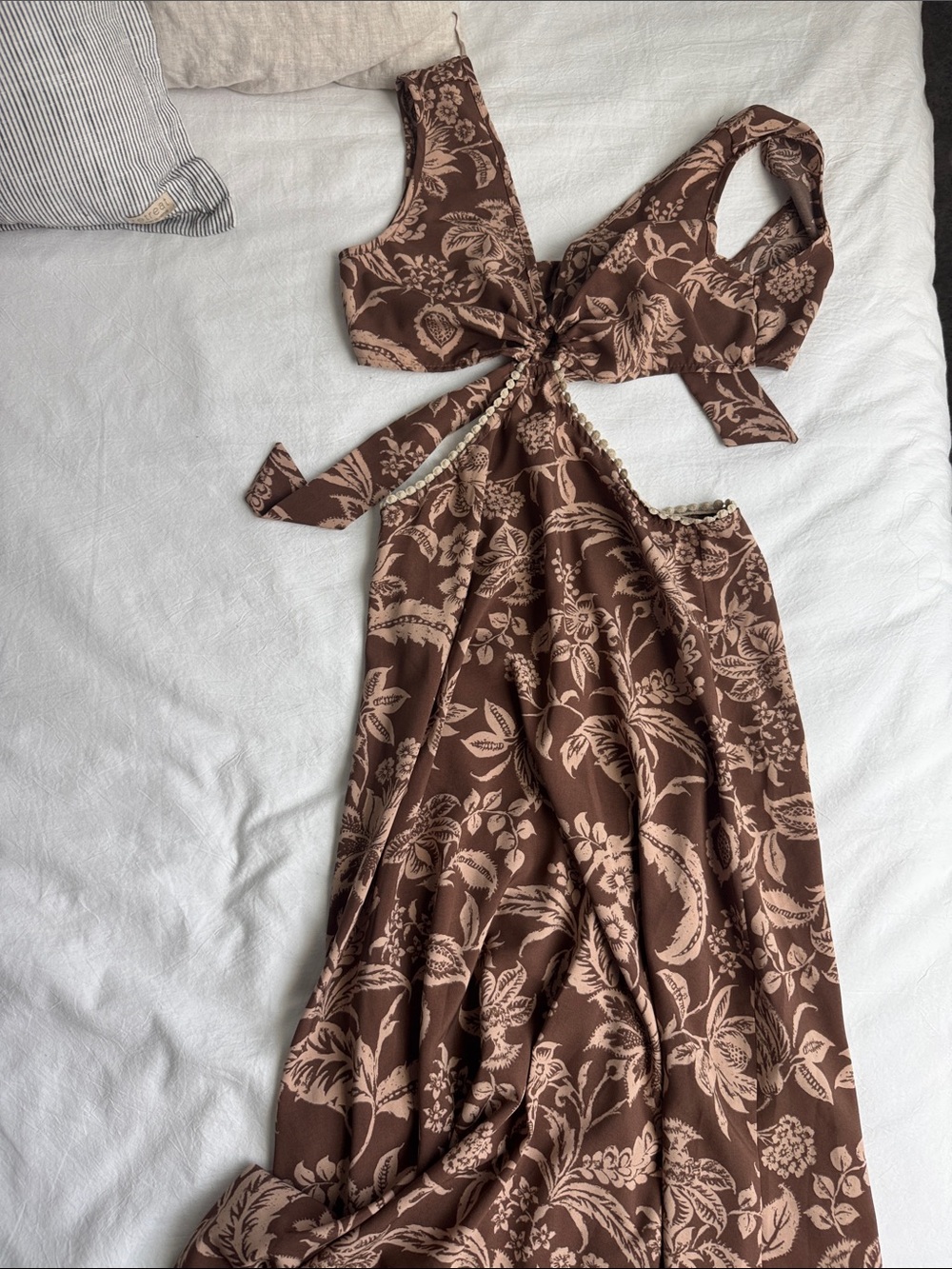 Brown Floral Cutout Maxi Dress - Women